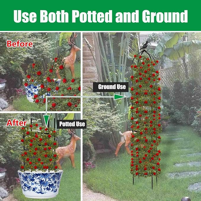 6FT Garden Obelisk Trellis for Climbing Plants, 70”Metal Plant Support Tower - Image 4
