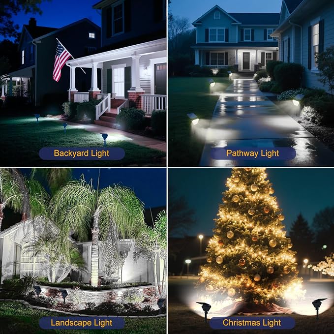 T-SUN Solar Lights Outdoor Waterproof IP65, 6 Pack LED Solar Spot Lights Color - Image 2