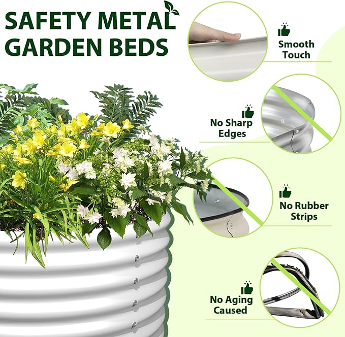 A ANLEOLIFE 12X3X1.5 ft Galvanized Raised Garden Beds Outdoor, Oval Extra Large - Image 5
