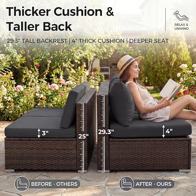 NICESOUL 8 Seater Modern Backyard Furniture Set, 29.3'' High Back Luxury Comfy - Image 6