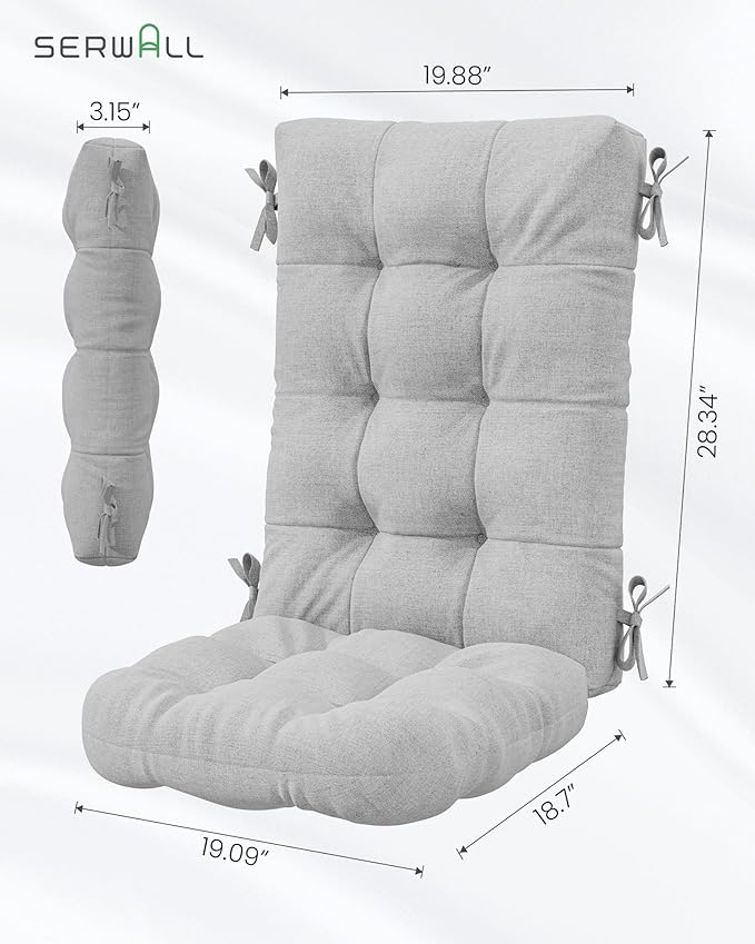 SERWALL HDPE Outdoor Rocking Cushion Set of 2, Memory Foam Cushion Flowers - Image 3