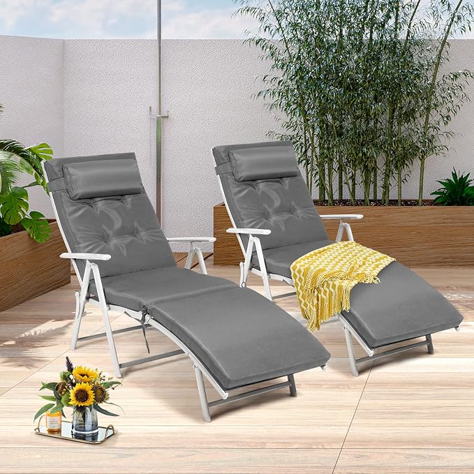 Giantex Chaise Lounge Chair for Outside, Pool Folding Reclining Beach Chair - Image 9