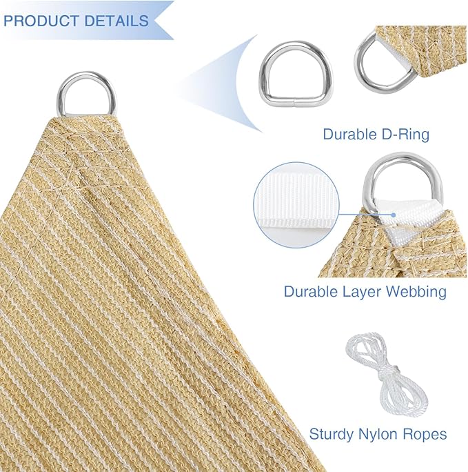 E&K Sunrise 3' x 3' x 3' Sun Shade Sail Triangle Canopy Shade Cover UV Block - Image 4