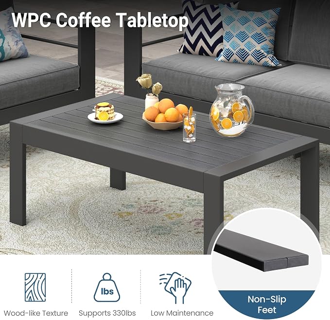Wisteria Lane Aluminum Outdoor Patio Furniture Coffee Table, All-Weather - Image 6