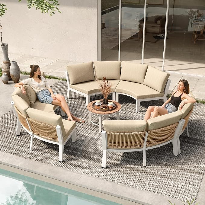 Outdoor Aluminum Round Coffee Table, All-Weather Patio Coffee Tables - Image 7