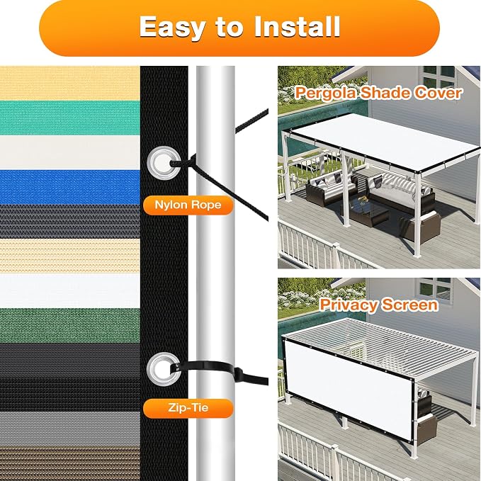 Artpuch Outdoor Pergola Shade Cover 8' X 17' Sun Shade Cloth - Image 5