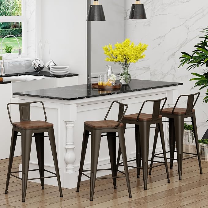 Yongchuang 26 inch Bar Stools Set of 4 Industrial Kitchen Counter Height - Image 2