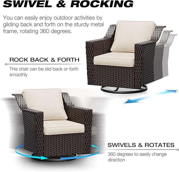 Joyside Wicker Patio Furniture Sets, 6 Pieces Upgraded Large Size Outdoor - Image 3