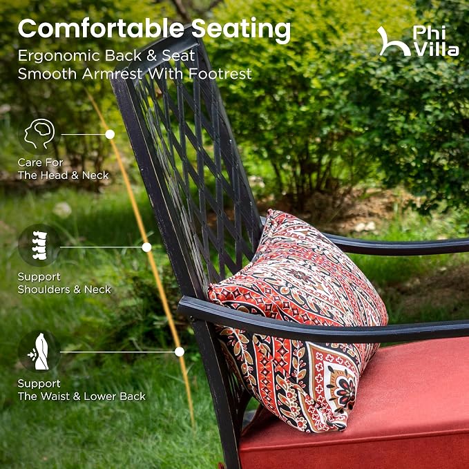 PHI VILLA 5 Piece Patio Bar Height Dining Set, 4 Outdoor Counter Height Swivel - Image 4