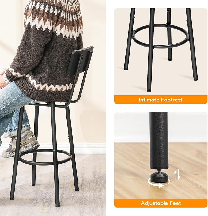 HOOBRO Bar Stools, 25.2" Bar Chairs - Image 8