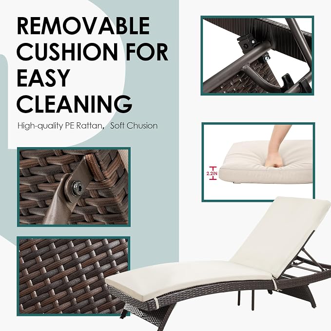 Pamapic Patio Chaise Lounge Set 2 Pieces，Patio Lounge Chair - Image 6