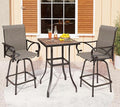 PHI VILLA Outdoor Patio Swivel Bar Set of 3, Textilene Furniture Bistro Set by PHIVILLAThepioneerofcomfortablehouseholdsupplies