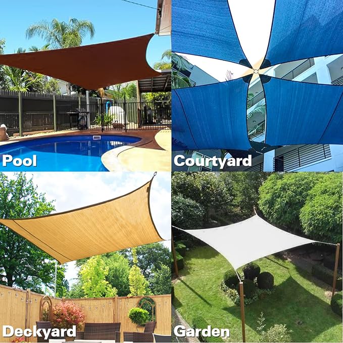 KANAGAWA 12'X14' Dark Gray Custom Size Sun Shade Sail Rectangle UV Block Canopy - Image 7