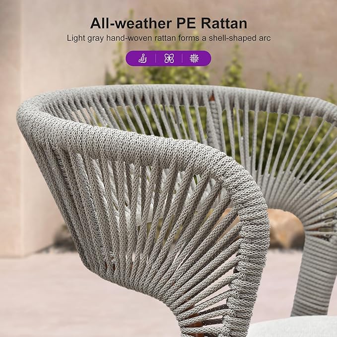 PURPLE LEAF 9 Pieces Outdoor Dining Set Patio Furniture Set Aluminum Rattan - Image 3