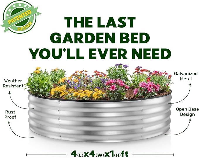 Round Galvanized Raised Garden Bed // 4×4×1 ft Galvanized Raised Garden Beds - Image 4