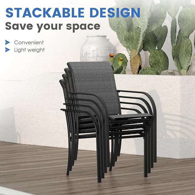 VICLLAX Patio Dining Set for 6, 7 Pieces Outdoor Furniture Set- 47" Round Patio - Image 5
