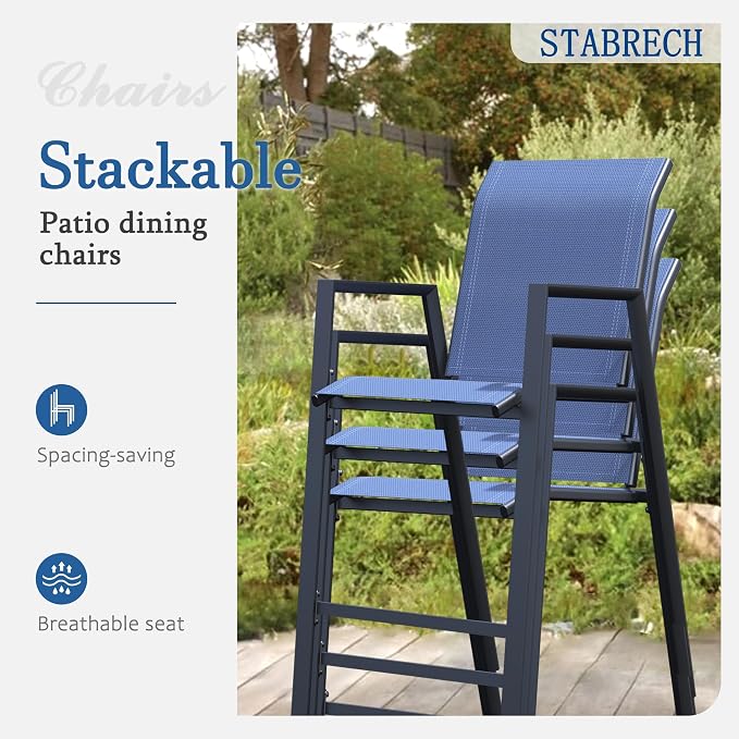 Outdoor Bar Stools Set of 6, Bar Height Chairs - Image 5