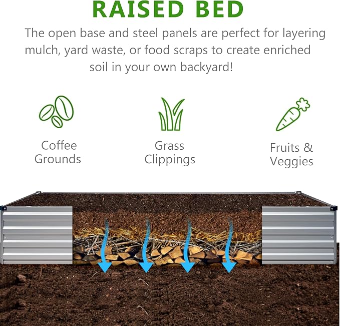 2PCS 6x3x1ft Galvanized Raised Garden Bed Kit, Metal Planter Box - Image 3