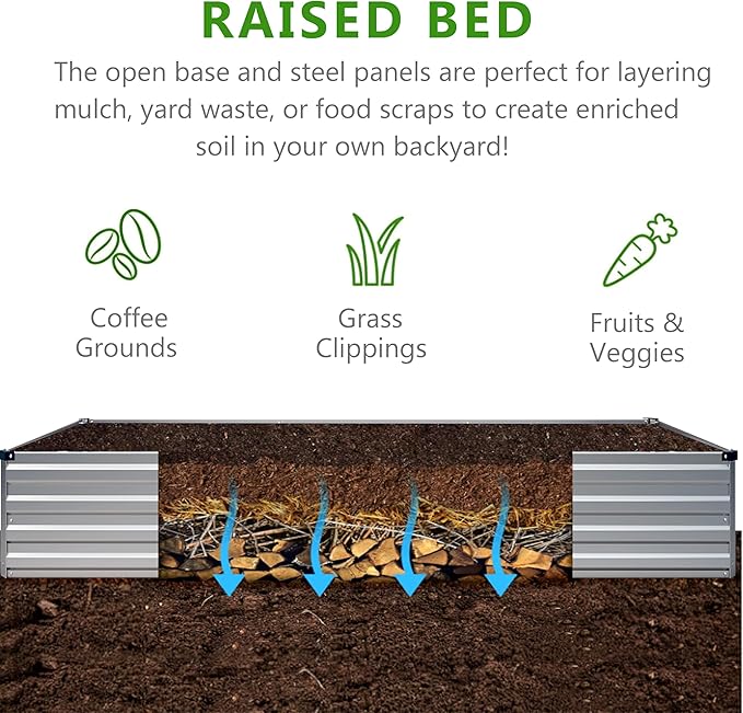 2PCS 12x3x1ft Galvanized Raised Garden Bed Kit, Metal Planter Box - Image 3