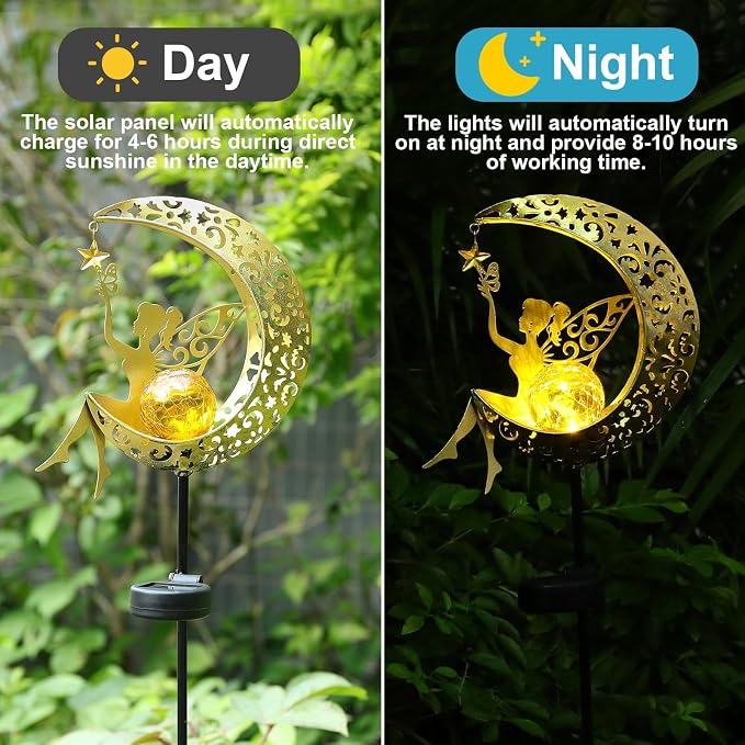 ZKLiLi Solar Lights Garden Decorations, Moon Fairy Light, Solar Statues Outdoor - Image 3