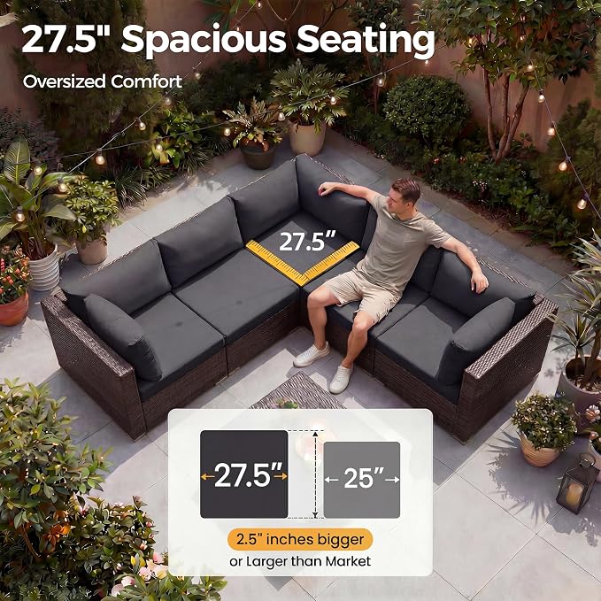 NICESOUL 7 Piece Large Size Outdoor Patio Furniture Set - Image 6