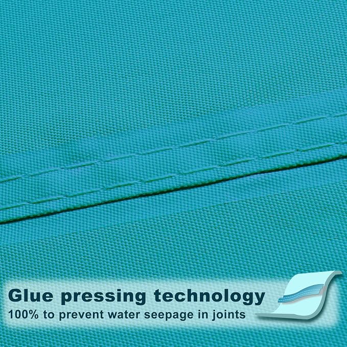 SUNNY GUARD Waterproof Sun Shade Sail 7' x 8' Turquoise Blue Rectangle UV Block - Image 3