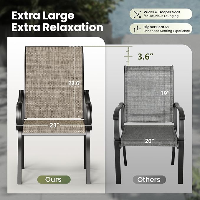 PHI VILLA Outdoor Dining Set for 6 Person, Rectangle Metal Slat Table - Image 6