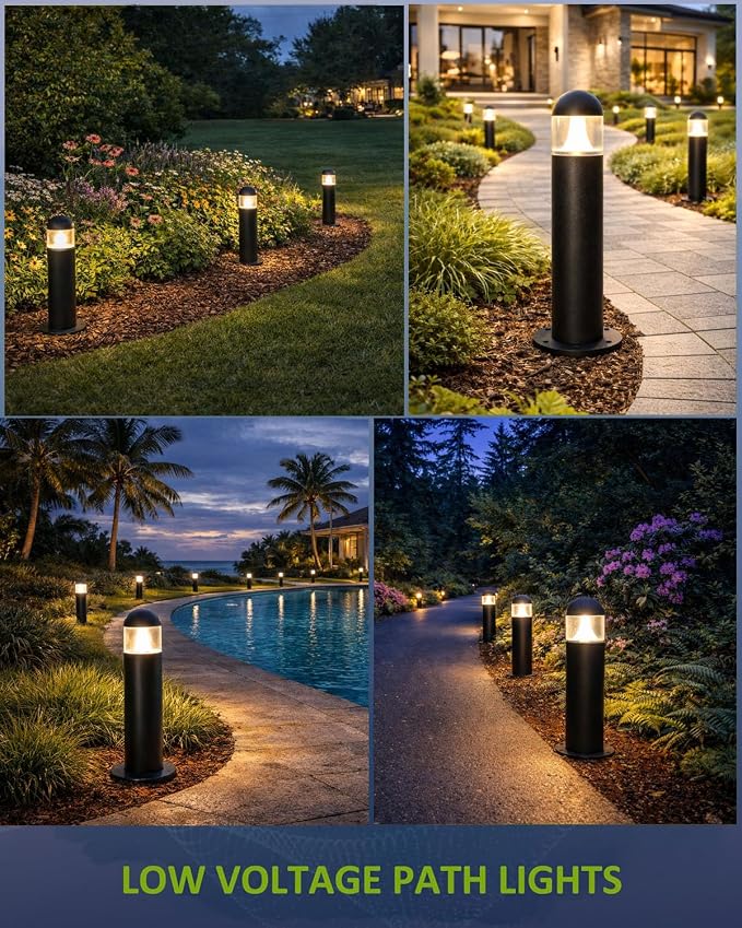 2 Pack Low Voltage Landscape Pathway Lights, 12V LED Bollard Light IP67 - Image 5