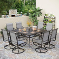 PHI VILLA 9 Piece Outdoor Patio Dining Set, Large Square Metal Dining Table and by PHIVILLAThepioneerofcomfortablehouseholdsupplies