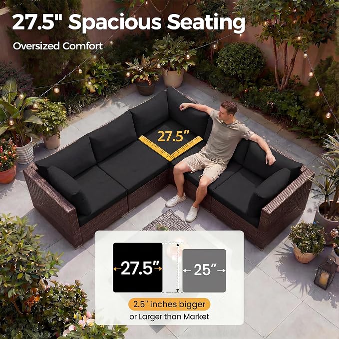 NICESOUL 11 Piece L-Shaped Outdoor Patio Furniture Set - Image 6