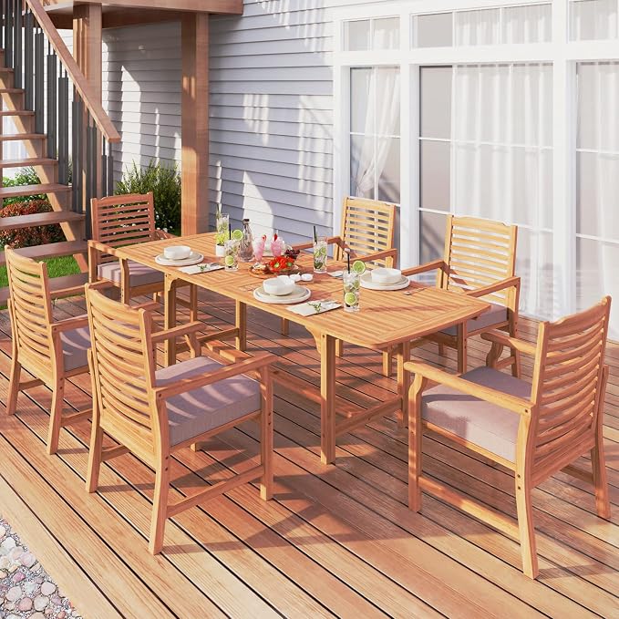 Sophia & William 2 Pieces Acacia Wood Patio Dining Chairs - Image 6
