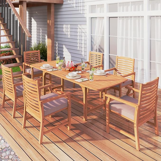 Sophia & William Acacia Wood Expandable Patio Dining Table - Image 5