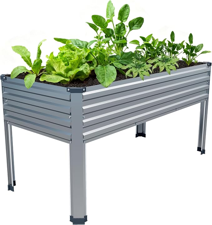 48×24×30in Galvanized Raised Garden Bed, Metal Elevated Planter Box by Easllre