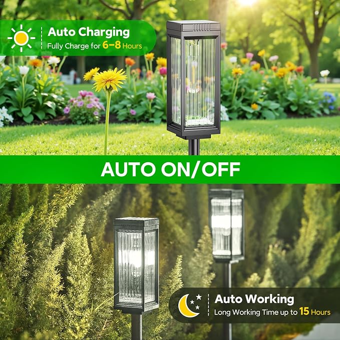 Solar Pathway Lights Outdoor, 6 Pack Upgraded Solar Lights Outdoor Waterproof - Image 5