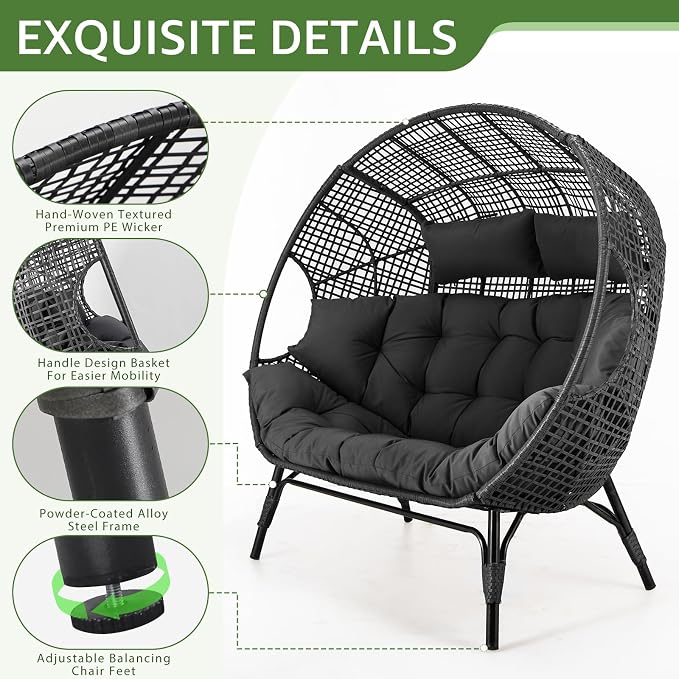 NICESOUL Indoor Outdoor Double Egg Chair - Image 5