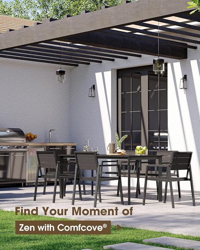 Outdoor Patio Dining Sets, Aluminum 5 Piece HDPS Outdoor Dining Table and - Image 7