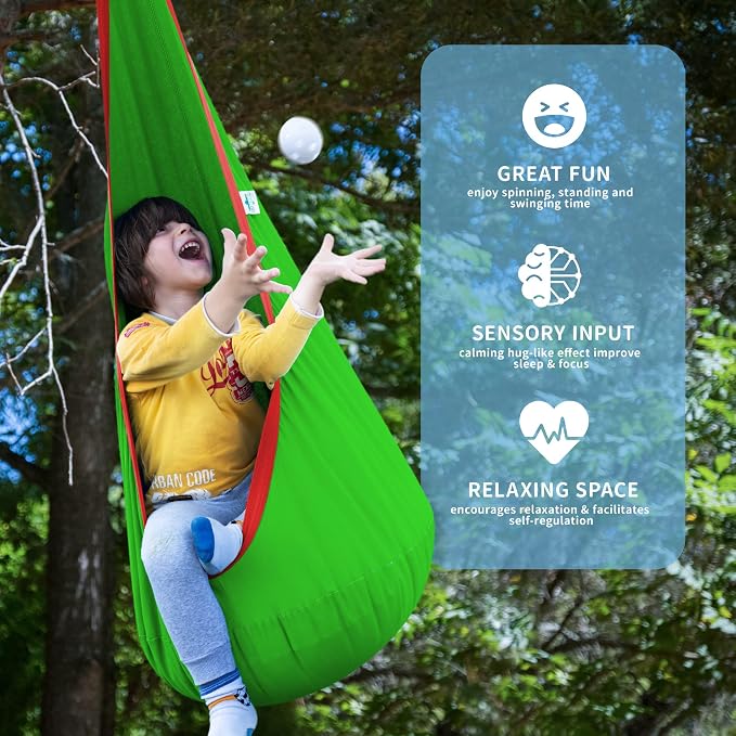 OUTREE Kids Pod Swing Seat, Cotton Child Hammock Swing Chair, Sensory Swing - Image 4