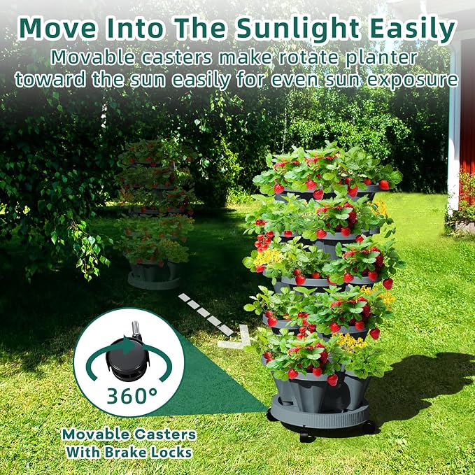 Strawberry Vertical Planters Tower Garden, 7 Tiered Stacking Herb Vegetable - Image 3