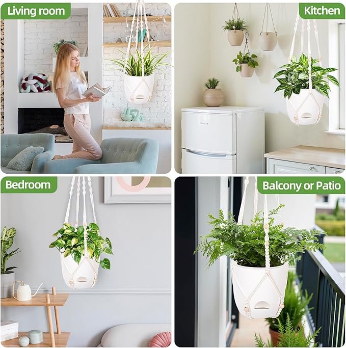 2-Pack 5.7-Inch Self-Watering Hanging Planters - Image 7