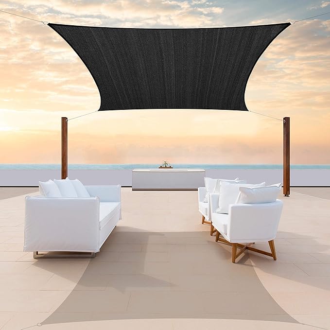 ColourTree TAPR1616 Custom Size 10' x 13' Black Sun Shade Sail Canopy UV Block by ColourTree