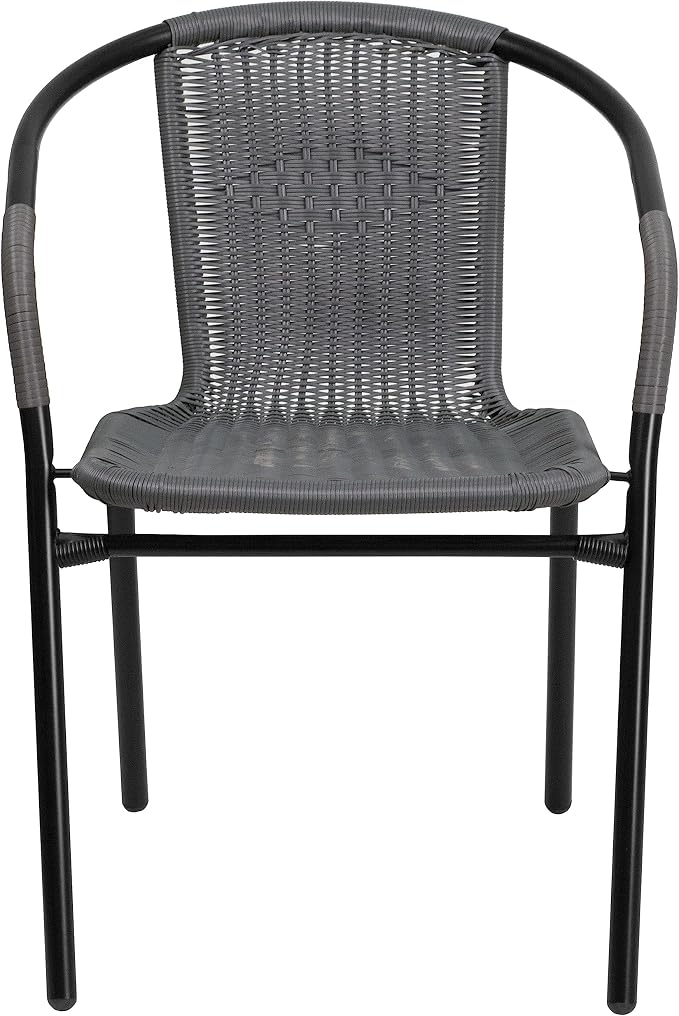 EMMA + OLIVER Set of 2 Modern Rattan Indoor/Outdoor Stack Chairs, Stacking - Image 7