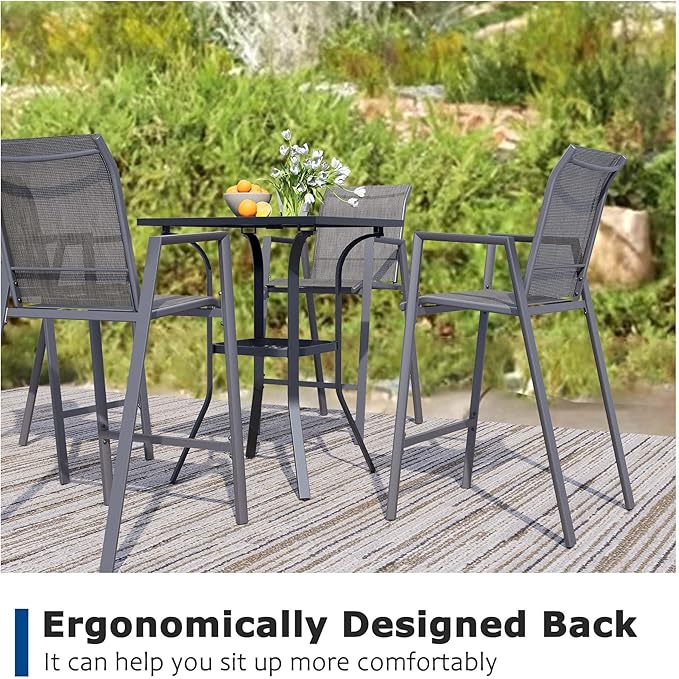 Outdoor Bar Stools Set of 4, Bar Height Chairs - Image 3