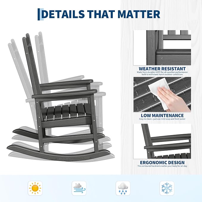 HDPE Rocking Chair Outdoor Set of 6 - Image 4