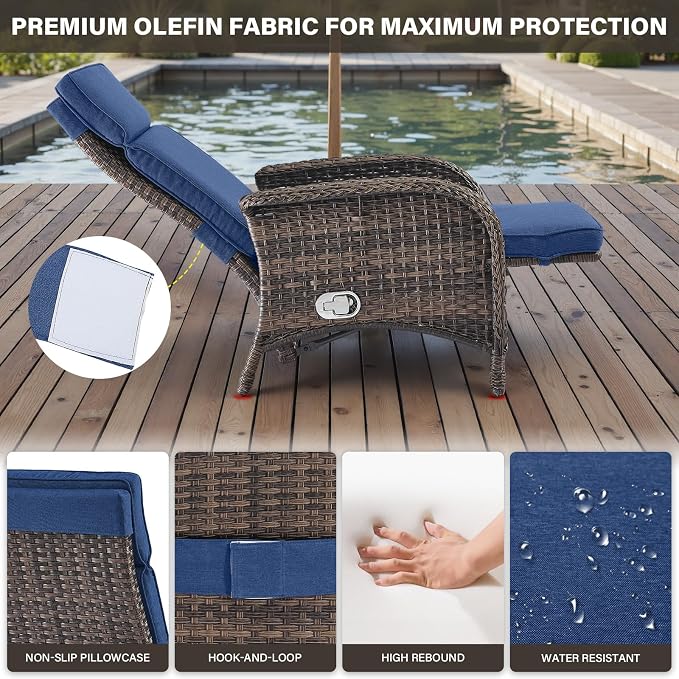 Belord Versatile Outdoor Recliner Chair Set of 3 - Image 5