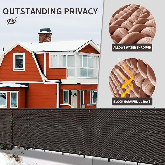 LOVE STORY Custom Size 3'x12' Brown Balcony Privacy Screen, UV Block Privacy - Image 4