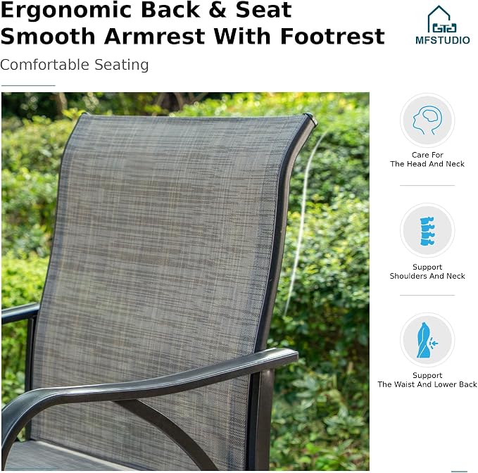 MFSTUDIO Outdoor Bar Stools Set of 4, Swivel Bar Height Patio Chairs Outdoor - Image 3