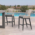 PURPLE LEAF Patio Bar Stool Counter Height Set of 2 Outdoor Rattan Chairs by PURPLELEAF