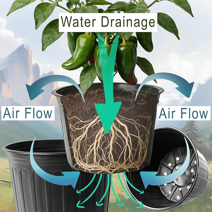 60-Pack 2 Gallon Flexible Plastic Plant Pots - Image 6