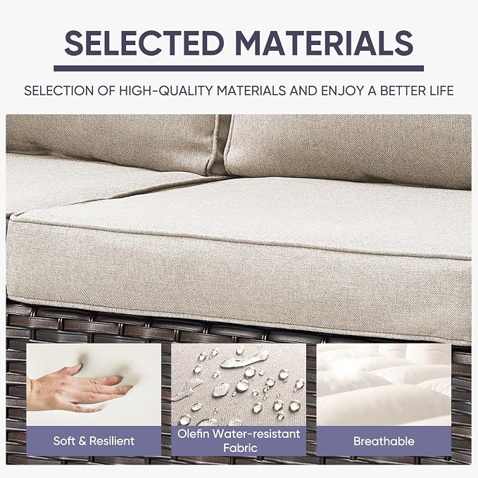 Belord 6 Piece Outdoor Furniture Patio Wicker Sofa Set, Oversize Outdoor Dining - Image 4