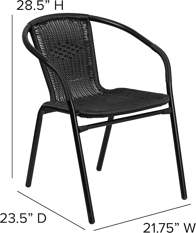 EMMA + OLIVER Set of 2 Modern Rattan Indoor/Outdoor Stack Chairs, Stacking - Image 2